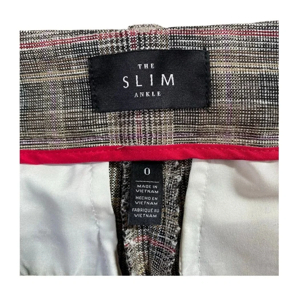 White House Black Market The Slim‎ Ankle Plaid Pants Womens Size 0 Multi Color